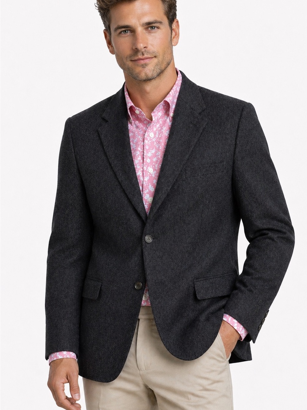 A. Gold & Sons Men's Classic Camel Hair Charcoal Blazer - made in Canada